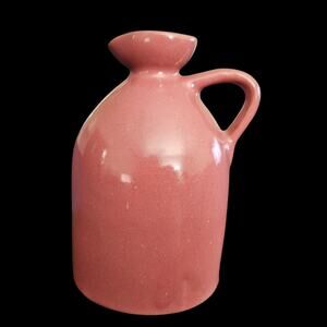 Vintage Pink Art Pottery Pitcher Vase Handled Studio Style